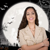 Aperturee - Full Moon Bat Pimpkin Spooky Night Backdrop for Party